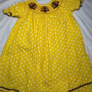 Yellow Polka Dot Kids Casual Dress
